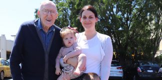 Bill Lumley MPS with his granddaughter and great-grandchildren