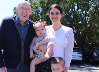 Bill Lumley MPS with his granddaughter and great-grandchildren